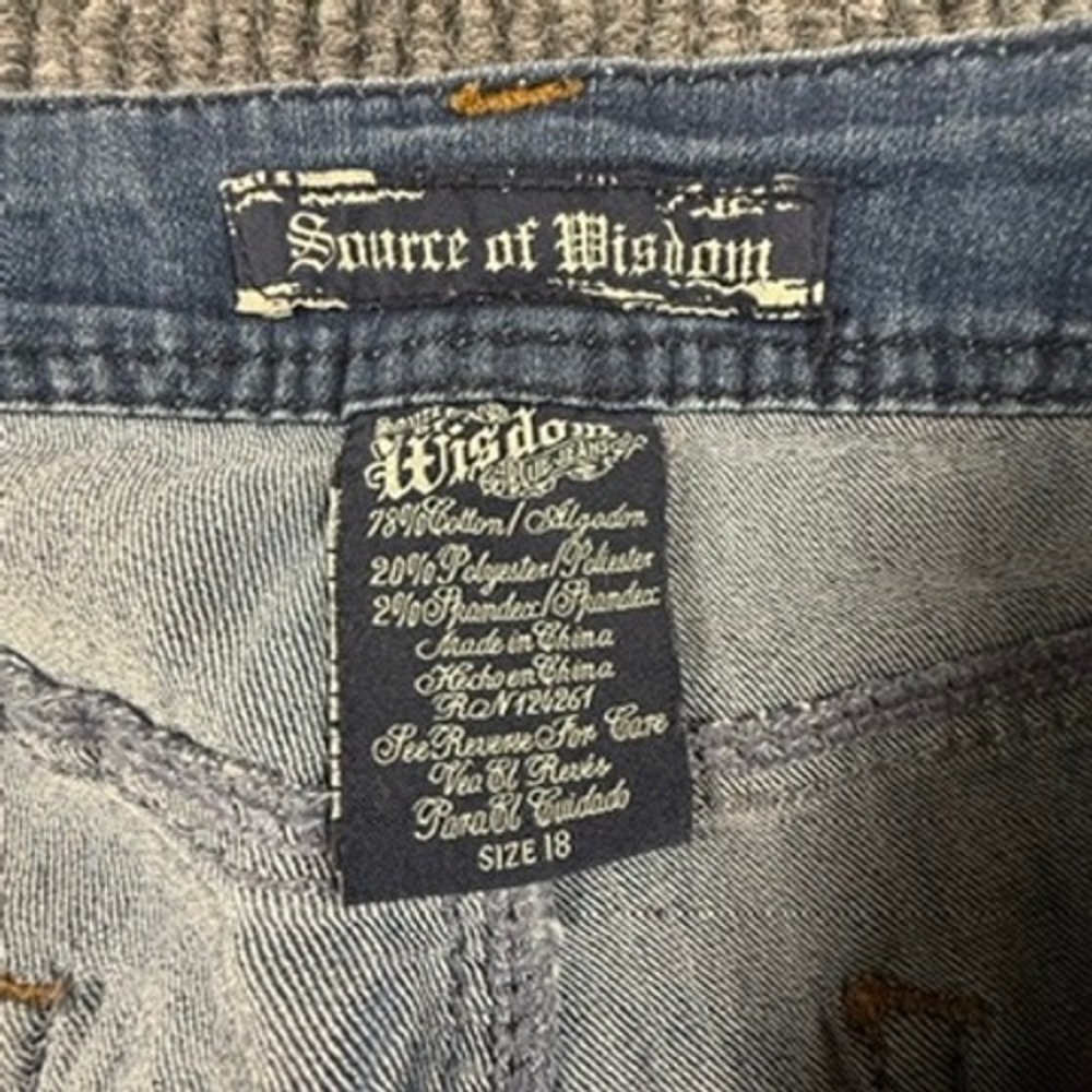 Source of Wisdom Slim Bootcut Jeans Womens 18 Blue Medium Wash Stretch Denim - Picture 3 of 15